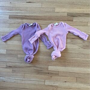 Set of Two spearmint love waffle gowns for newborn- pink and lavender